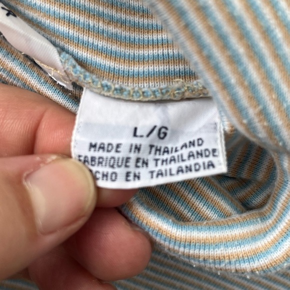 Vintage Tommy Hilfiger Blue Beige Pinstripe Turtleneck Large - Picture 3 of 4